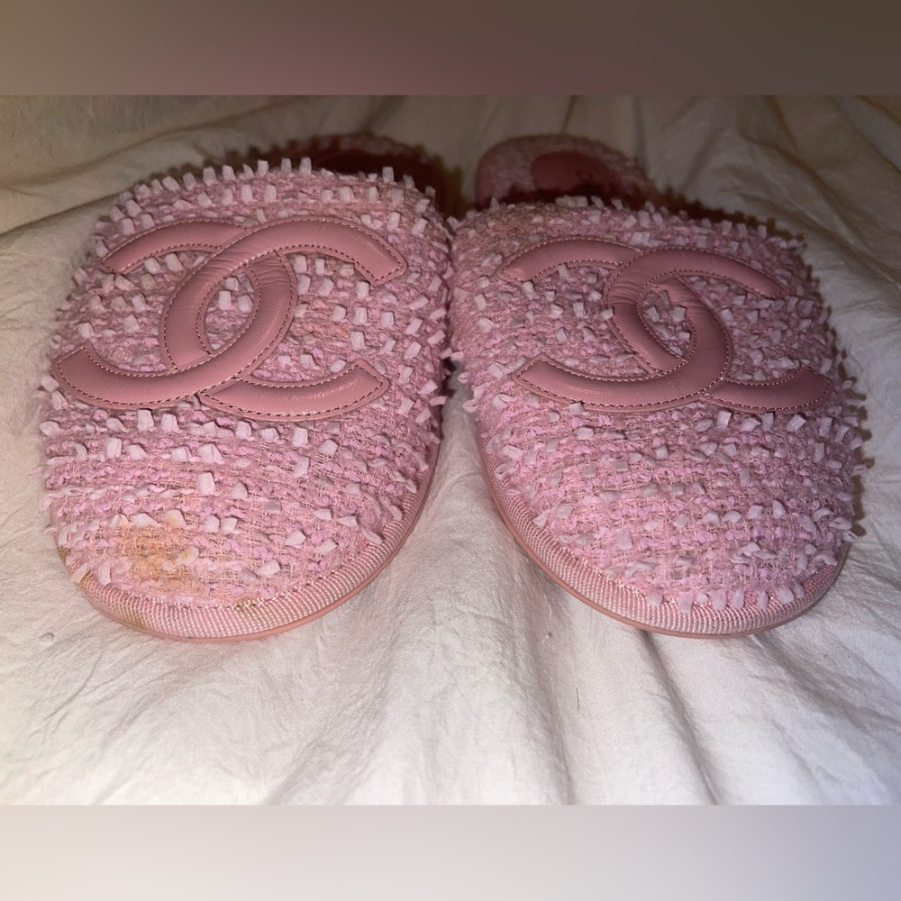 Chanel tweed slippers size 36